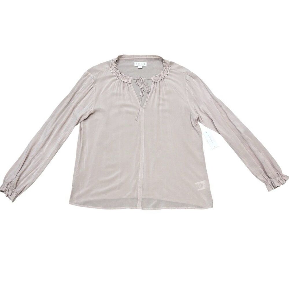Velvet By Graham And Spencer Samantha Satin V-neck Peasant Top Size S - Picture 3 of 8